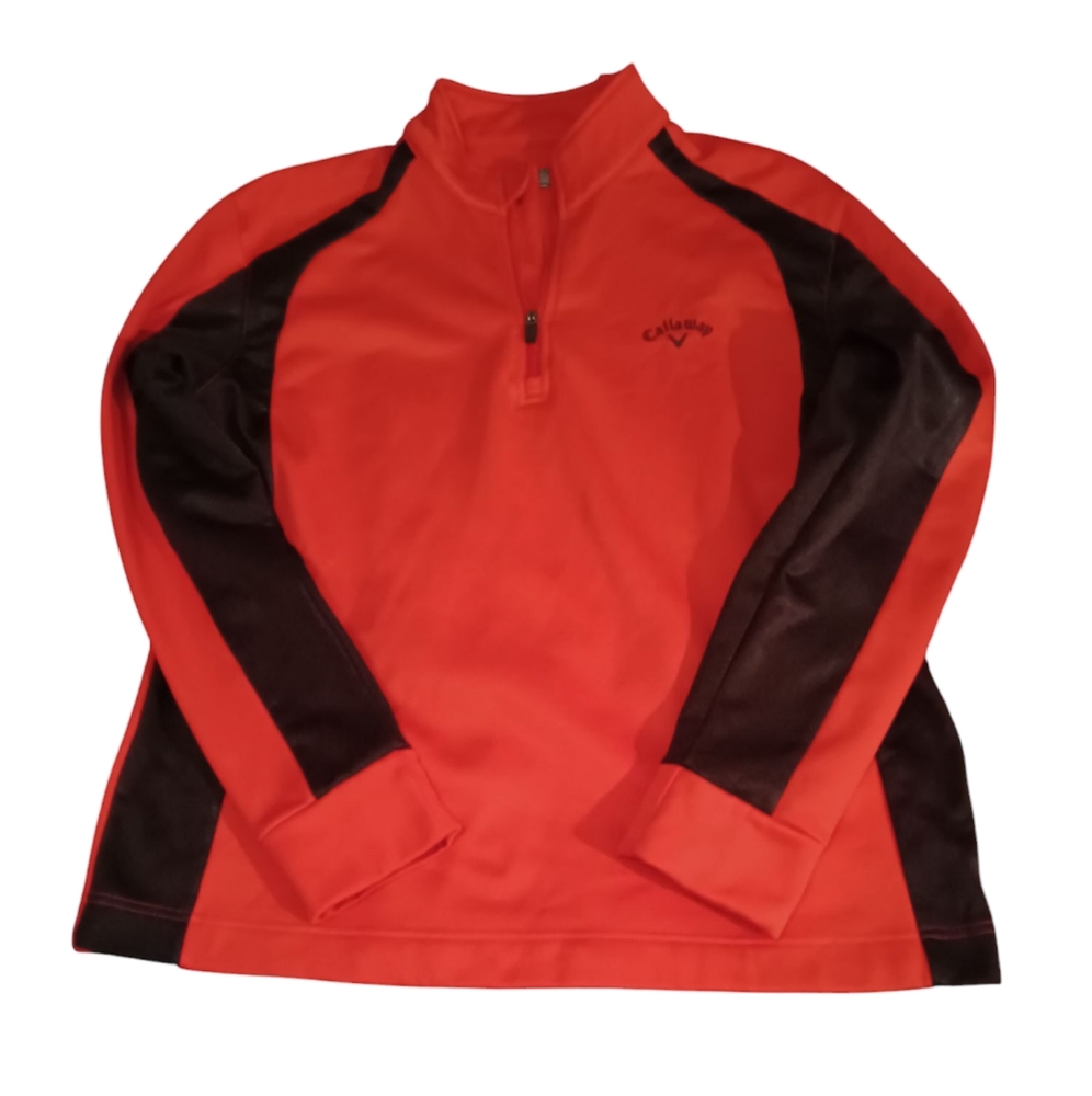 Callaway Mens Sz L 1/4 Zip Pullover Red Black